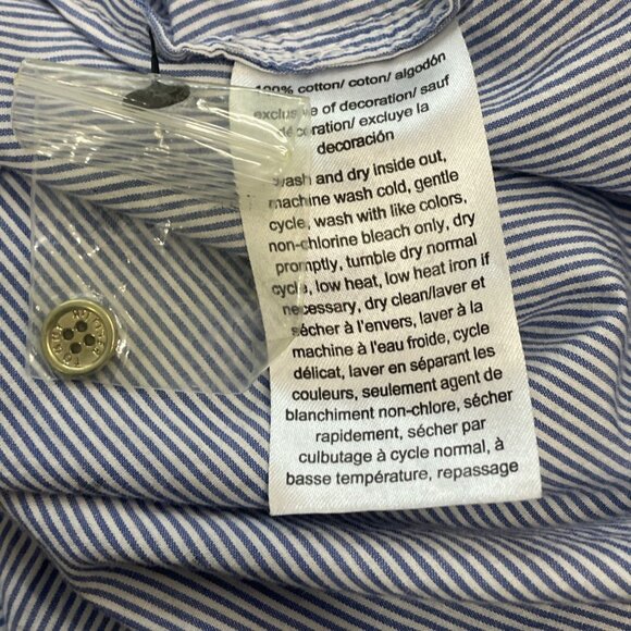 Tommy Hilfiger Blue & White Striped Star Print Womens Long Sleeve Shirt Sz PS - Picture 7 of 8